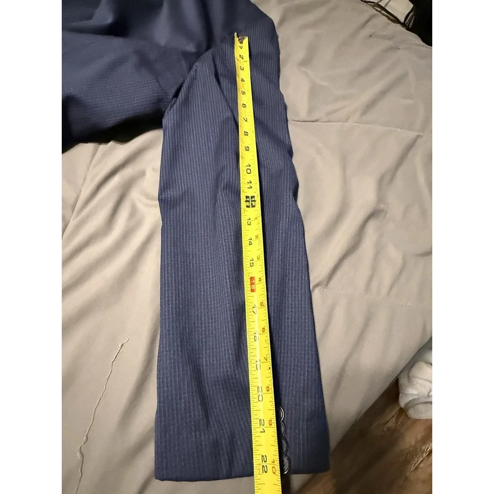 Loro Piana On The Move Performance Suite Navy Stripe‎ Wool Silk 46L 40W Cremieux